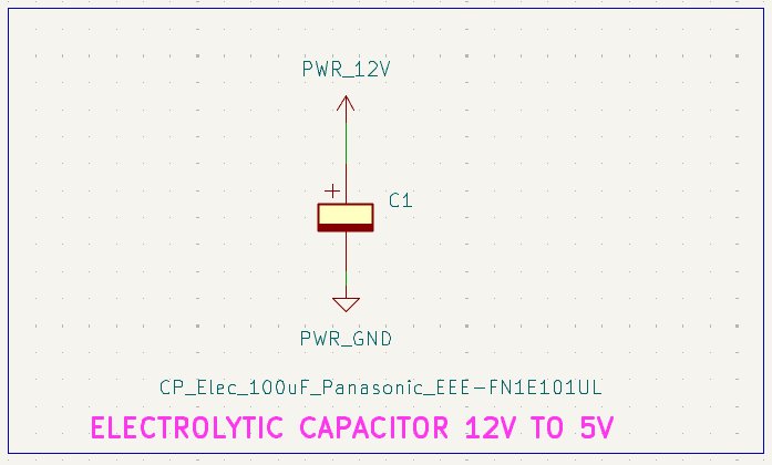 A 100uF through hole electrolytic capacitor is added.
